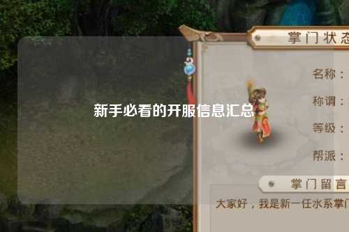 新手必看的开服信息汇总