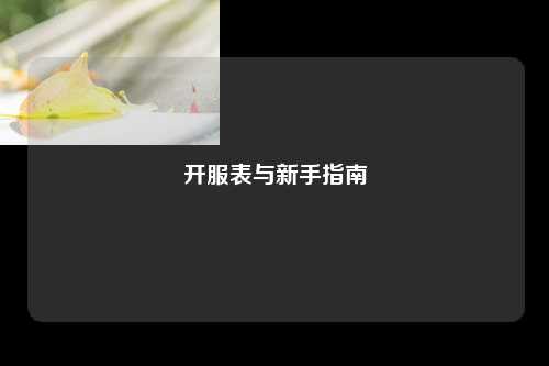 开服表与新手指南